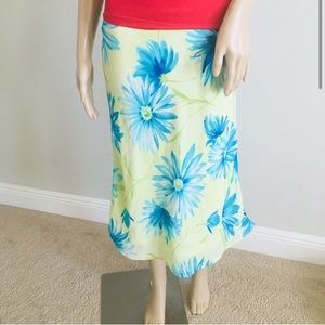 Worthington floral printed midi lined skirt size 6